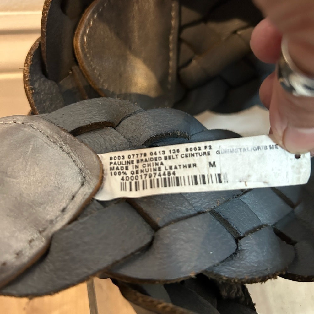 Club Monaco silver braided 3” wide size M/L - Picture 2 of 3